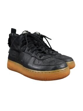 Nike Shoes Youth 5 Sneakers SF Air Force 1 Leather Casual Black Gum Zip Mid GS